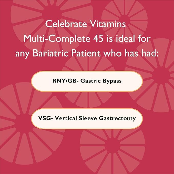 Celebrate Vitamins Multi-Complete, 45mg Iron – Daily Bariatric Multivitamin for Sleeve Gastrectomy and Gastric Bypass Surgery Patients – Essential Vitamins & Minerals (60 Capsules)