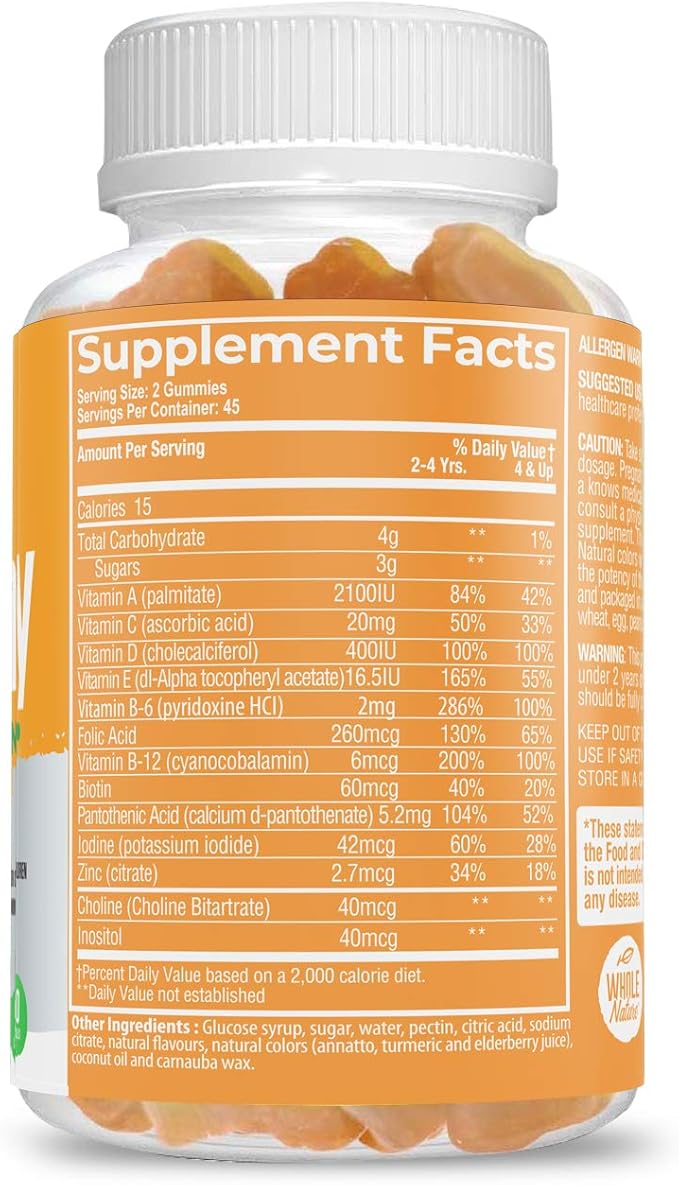 Kids Gummy Multivitamin - Complete Daily Essentials Childrens Vitamins and Minerals for Overall Wellness, 90 Gummies. Fruit Flavor, No Artificial Sugar, Dairy and Gluten Free