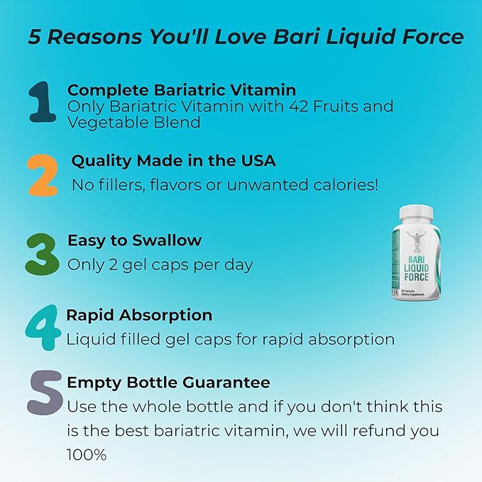 Universal Body Labs Bariatric Multivitamin with Iron Bariatric Multivitamin: Enhanced Absorption, 42 Super Fruits and Vegetables for Antioxidant Boost, Liquid Gel Capsules, Bariatric Must Haves