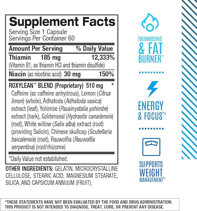 BPI Sports -Roxylean Extreme Fat Burner & Weight Loss Supplement, 60Count (Packaging May Vary)