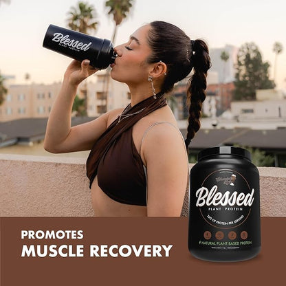 Blessed Vegan Protein Powder - Plant Based Protein Powder Meal Replacement Protein Shake, 23g of Pea Protein Powder, Dairy Free, Gluten Free, Soy Free, No Sugar Added, 30 Servings (Chocolate Mylk)