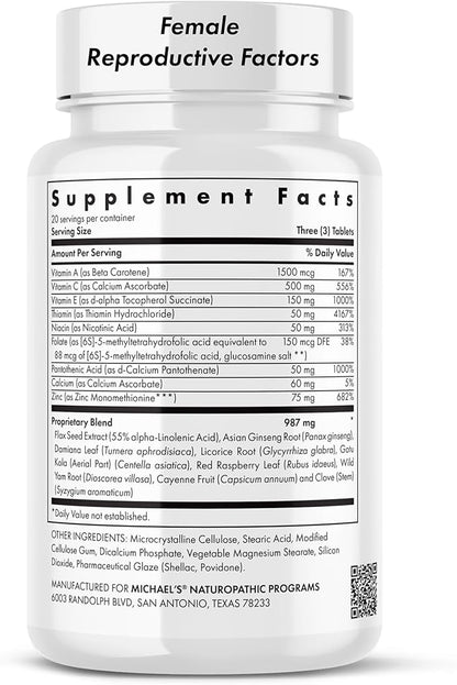 MICHAEL'S Health Naturopathic Programs Male & Female Reproductive Factors Couples' Pack - 60 Vegetarian Tablets Per Bottle - Nutrients for Conception Support - 20 Servings Per Bottle