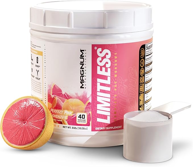 LIMITLESS Magnum 504g - Muscle Workout Powder, Sport Pre Workout for Men and Women, May Assist & Support Increase Energy, Focus, and Endurance - Pink Lemonade
