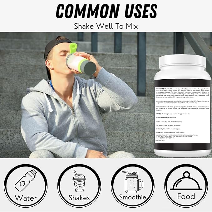 Delicious Creamy Vanilla Halal Whey Protein Powder 2Lbs | 26g Protein, 5500mg BCAAs, and 460mg Glutamine | for Recovery & Lean Muscles | Gluten-Free | Non-GMO | Keto-Friendly