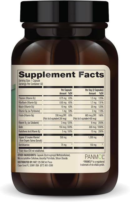 Dr. Mercola Vitamin B Complex, 30 Servings (60 Capsules), with Benfotiamine, Dietary Supplement, Supports Energy Production, Non-GMO