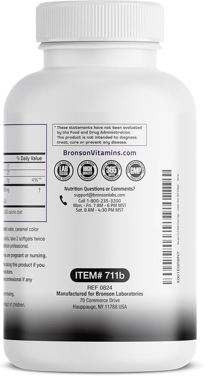 Bronson CLA 3000 Extra High Potency Supports Healthy Weight Management Lean Muscle Mass Non-Stimulating Conjugated Linoleic Acid 300 Softgels