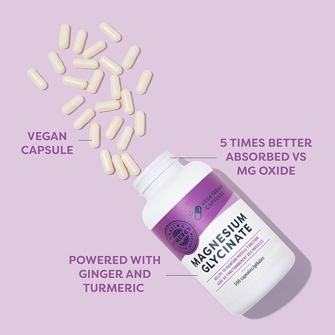 Vimergy Magnesium Glycinate, 150 Servings with Turmeric & Ginger - Promotes Relaxation & Sleep – Supports Bone, Muscle & Heart Health - Gluten-Free, Kosher, Vegan & Paleo Friendly, Capsule