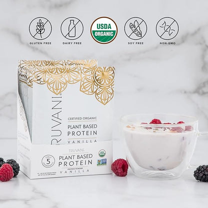 Truvani Vegan Pea Protein Powder | Vanilla | 20g Organic Plant Based Protein | 10 Travel Packets | Keto | Gluten & Dairy Free | Low Carb | No Added Sugar