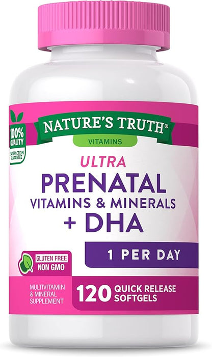 Nature's Truth Prenatal Vitamin for Women | 120 Softgels | Non-GMO & Gluten Free Multivitamin Supplement with DHA and Folic Acid