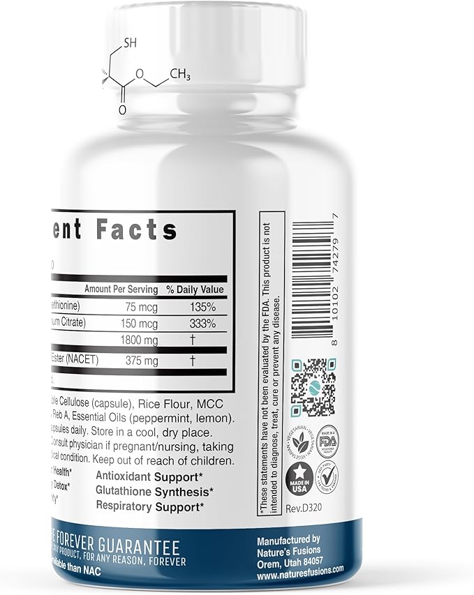 Neuro NAC Supplement 375mg Extra Strength with 1800mg Glycine - N-Acetyl Cysteine Ethyl Ester - 20x More Bioavailable Than NAC 600 mg - Boost Glutathione 10x More Than Liposomal Glutathione - NACET