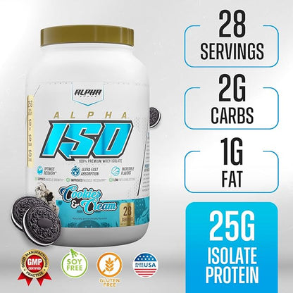 ISO, Low Carb 100% Whey Protein Isolate Powder, 25 Grams Per Serving, Helps Support Muscle Growth, Low Sugar and Gluten Free (Cookies & Cream, 2 lb)