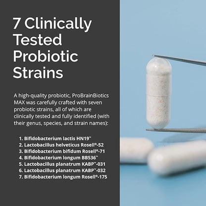 Dr Amen BrainMD ProBrainBiotics MAX - 30 Capsules - Probiotics for Brain, Immune & Intestinal Health - Gluten Free - 30 Servings