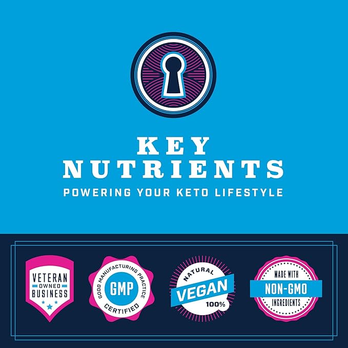 KEY NUTRIENTS Electrolytes Powder Packets - Delicious Blue Raspberry 20 Pack Hydration Packets - Travel Hydration Powder - Made in USA - No Sugar, No Calories, Gluten Free