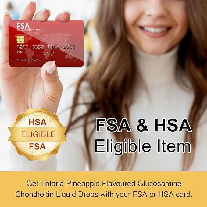 Glucosamine Chondroitin MSM Liquid Drops - FSA HSA Eligible Items List Chondroitin Sulfate Supplement Turmeric, Quercetin, Bromelain, MSM Oil Support Joint Health Vegan Supplements