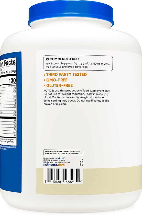 Nutricost Whey Protein Powder, Vanilla, 5 pounds - Whey Protein Concentrate