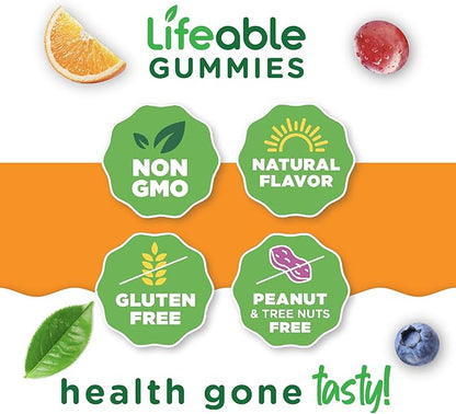 Lifeable Kids Calcium Magnesium Zinc Gummies | Calcium with Vitamin D3 | Great Tasting Calcium Supplements for Kids | Kids Calcium Gummies for Bone Health | Magnesium Calcium for Kids | 90 Gummies