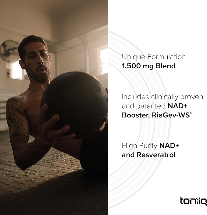 Ultra High Strength 1500mg NAD+ Supplement - Clinically Proven Third-Party Tested Ingredients with Patented RiaGev-WS™, Resveratrol, and Niacin - 60 Capsules TQ