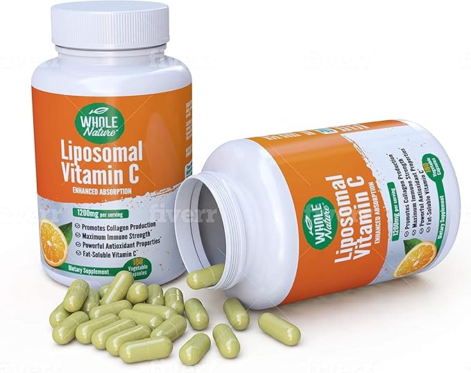 Liposomal Vitamin C Supplement Pills 1200 mg - High Absorption 180 Vegan Capsules Fat Soluble Vit C, Maximum Strength Immunity Support & Collagen Booster, Sunflower Lecithin , lypo spheric (2)