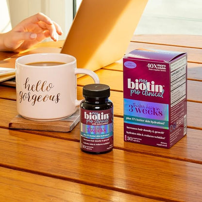 Purity Products MyBiotin ProClinical – Thicker Hair Starting in 3 Weeks & Fights Wrinkles - MB40X Patented Biotin Matrix w/Astaxanthin - 40X More Soluble vs Ordinary Biotin 30 Veg Cap