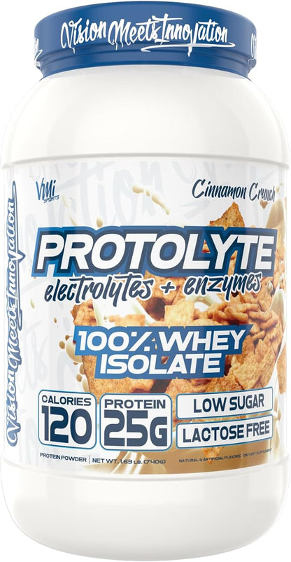 VMI Sports Protolyte 100% Whey Protein Isolate | + Electrolytes & Enzymes | Zero Sugar – Keto Friendly - Lactose Free | 21-25g Protein for Muscle Growth – Recovery – Hydration