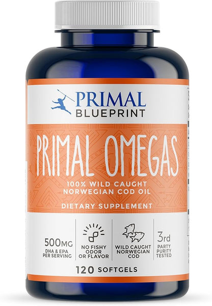 Primal Blueprint Primal Omegas, Omega-3 Fatty Acid Daily Supplement, 120 Count