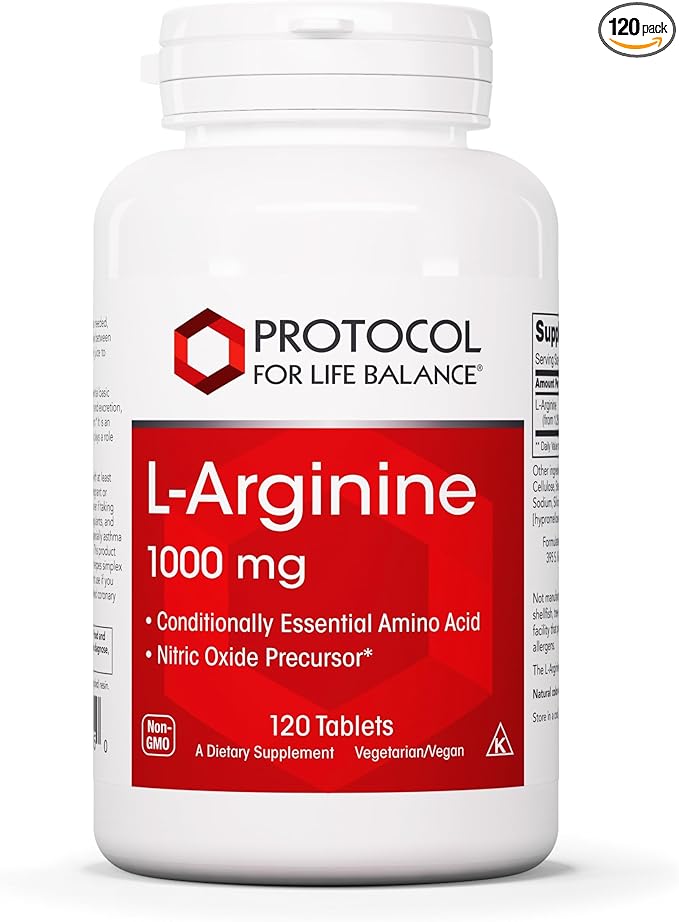 Protocol L-Arginine 1,000mg - Amino Acid - Urea Detox - Protein Protection - 120 Veg Caps