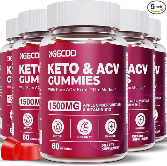 (5 Pack) Keto ACV Gummies Extreme1500MG Keto Gummies Apple Cider Vinegar Formulated with Pomegranate Beet Juice Powder B12 Vegan Non GMO 300 Gummies