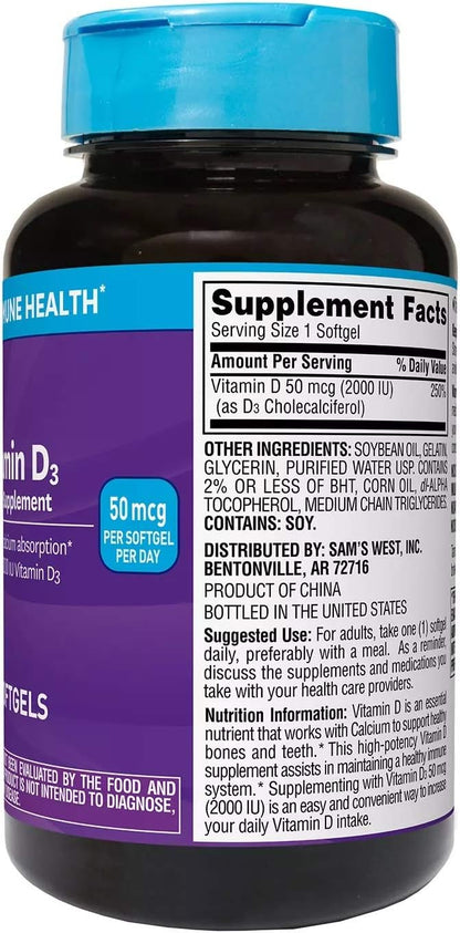 Member's Mark Vitamin D3 50 mcg (2000 IU) Dietary Supplement (400 ct.)