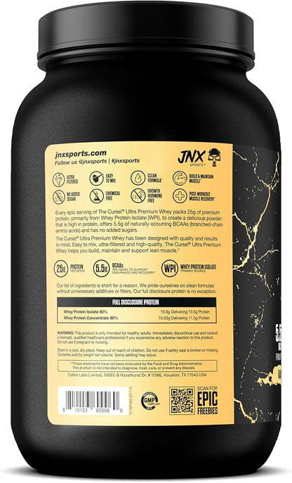 JNX SPORTS The Curse! Ultra Premium Whey Protein Powder Vanilla Bean 2lb | 25g Protein Per Serve, Primary Source Whey Isolate