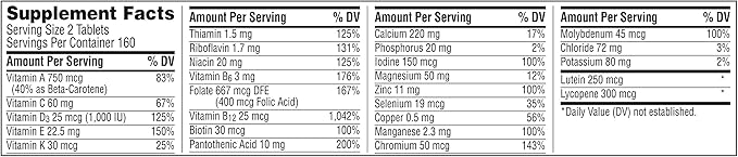 Centrum Minis Silver Multivitamin Tablet for Adults 50 Plus, Multimineral Supplement, Vitamin D3, B-Vitamins, Gluten Free, Non-GMO Ingredients, Supports Memory and Cognition in Older Adults - 320 Ct