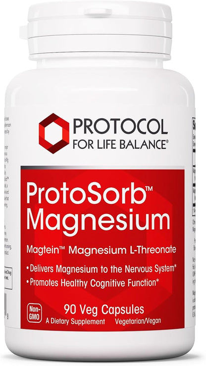 Protocol Magtein - 2,000mg Magnesium L-Threonate Magtein - Supports Brain Focus & Memory Health* - Kosher & Non-GMO - 90 Veg Capsules