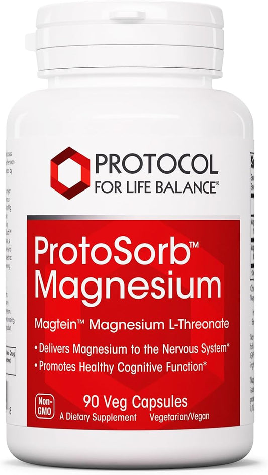 Protocol Magtein - 2,000mg Magnesium L-Threonate Magtein - Supports Brain Focus & Memory Health* - Kosher & Non-GMO - 90 Veg Capsules