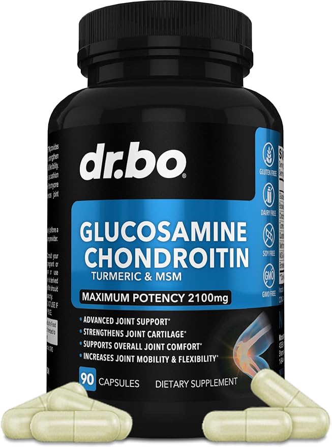 Glucosamine Chondroitin MSM Turmeric - Joint Health Supplement 2100mg Knee Bone & Joints - Joint Support Supplement Pills Advanced Glucosamine Sulfate Capsules Joint Supplements for Men Women Adults