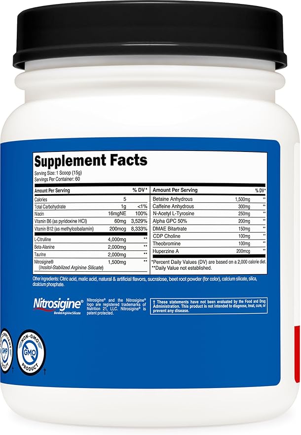 Nutricost Pre-X Xtreme Pre-Workout Complex Powder, Fruit Punch, 60 Servings, Vegetarian, Non-GMO and Gluten Free