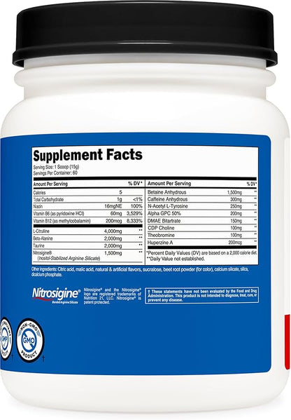 Nutricost Pre-X Xtreme Pre-Workout Complex Powder, Fruit Punch, 60 Servings, Vegetarian, Non-GMO and Gluten Free