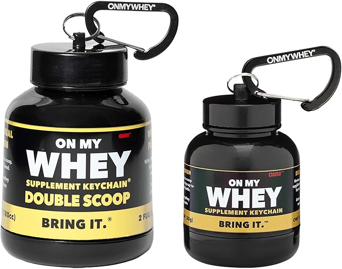 Protein Powder Container To Go - Travel Water Bottle Funnel For Mixes, Portable Pre Workout Supplement Containers & Dispenser Funnels, Mini Preworkout Supplements Holder Keychain Bottles