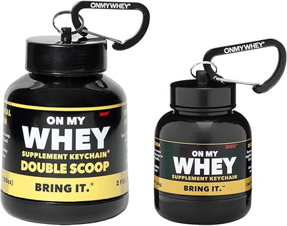 Protein Powder Container To Go - Travel Water Bottle Funnel For Mixes, Portable Pre Workout Supplement Containers & Dispenser Funnels, Mini Preworkout Supplements Holder Keychain Bottles