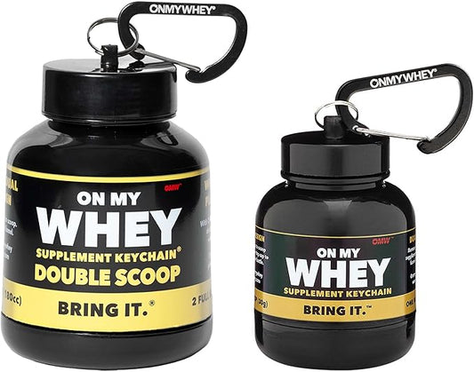 Protein Powder Container To Go - Travel Water Bottle Funnel For Mixes, Portable Pre Workout Supplement Containers & Dispenser Funnels, Mini Preworkout Supplements Holder Keychain Bottles