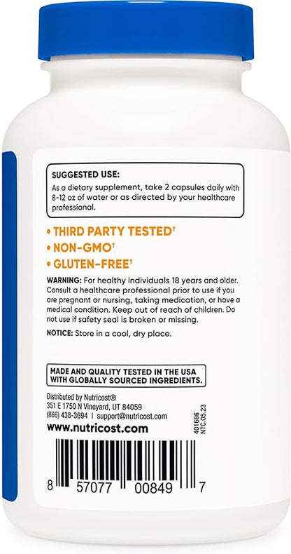 Nutricost L-Citrulline 500mg, 120 Capsules - Gluten Free, Non-GMO, 1000mg Per Serving (60 Serv)