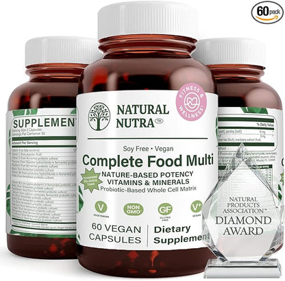 Natural Nutra Whole Food Complete Multivitamin and Mineral for Women and Men, Energy Booster, Helps Maintain Bone Health Supplement, Improves Brain Function and Skin, 60 Capsules