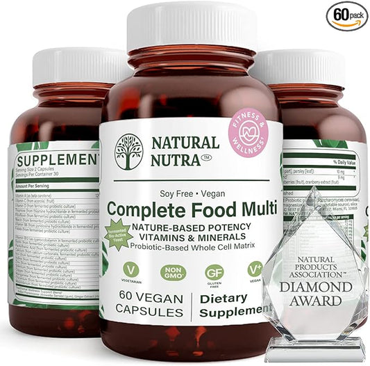 Natural Nutra Whole Food Complete Multivitamin and Mineral for Women and Men, Energy Booster, Helps Maintain Bone Health Supplement, Improves Brain Function and Skin, 60 Capsules