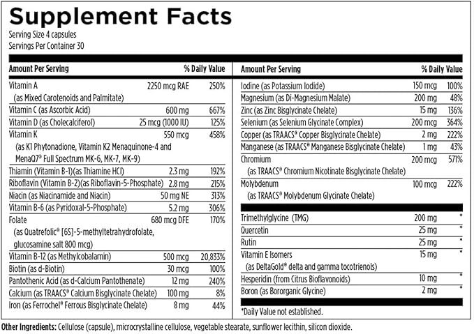 Designs for Health DFH Complete Multi with Copper + Iron - Comprehensive Multi Vitamin + Mineral Supplement with Folate, 1000 IU Vitamin D, Immune Support Vitamins - Multivitamin (120 Capsules)