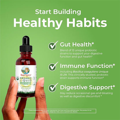 MaryRuth Organics USDA Organic Liquid Probiotic | Digestive Health | Probiotics for Women, Men, Kids | Acidophilus Probiotic | Vegan | Travel Friendly | 20 Servings