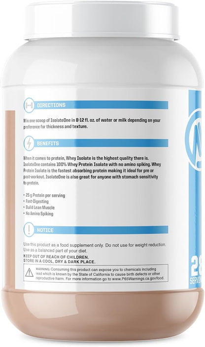 NutraOne IsolateOne Whey Isolate Protein Powder 100% Pure Whey Isolate Powder (Gourmet Chocolate - 2 lbs)