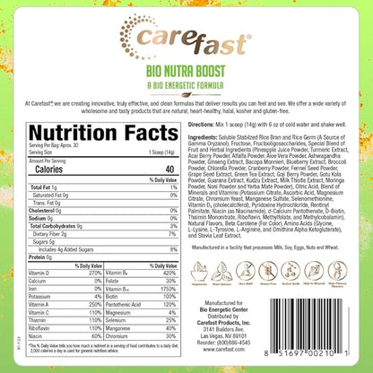 CAREFAST® Bio Nutra Boost™ | Nutritional Drink Mix for Mind and Body | Enhanced Well-Being and Daily Health Support | Over 55 Whole Food Nutrients with 120+ Vitamins, Minerals, and Antioxidants