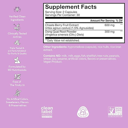 HUM Hormone Balance - Supplement for Women's Health - Support for Cramps, Cravings, Irritability & Hormonal Balance - Chasteberry & Dong Quai Women's Monthly Support (60-Count)