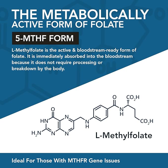 L Methyl Folate 15mg Plus Methyl B12 Cofactor – Organic, Berry Flavor, Professional Strength, Liquid Sublingual, Active 5-MTHF Form - Supports Mood, Homocysteine Methylation, Cognition (1oz -2 Pack)