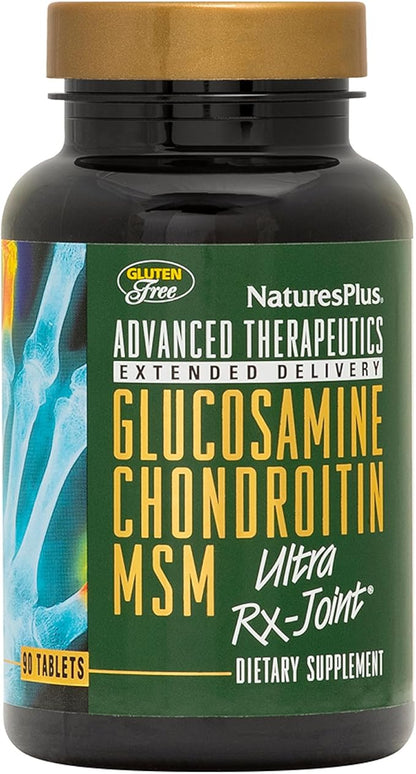 NaturesPlus Advanced Therapeutics Glucosamine/Chondroitin/MSM Ultra Rx-Joint Tablets, Extended Delivery - 90 Tablets - High Potency Joint Support Supplement - Gluten-Free - 30 Servings