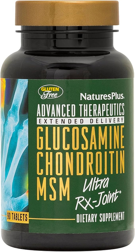 NaturesPlus Advanced Therapeutics Glucosamine/Chondroitin/MSM Ultra Rx-Joint Tablets, Extended Delivery - 90 Tablets - High Potency Joint Support Supplement - Gluten-Free - 30 Servings