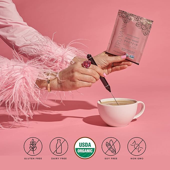 Truvani Vegan Pea Protein Powder | Vanilla Chai | 20g Organic Plant Based Protein | 10 Travel Packets | Keto | Gluten & Dairy Free | Low Carb | No Added Sugar